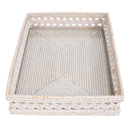 Braided Design Rectangular Tray with Glass Insert