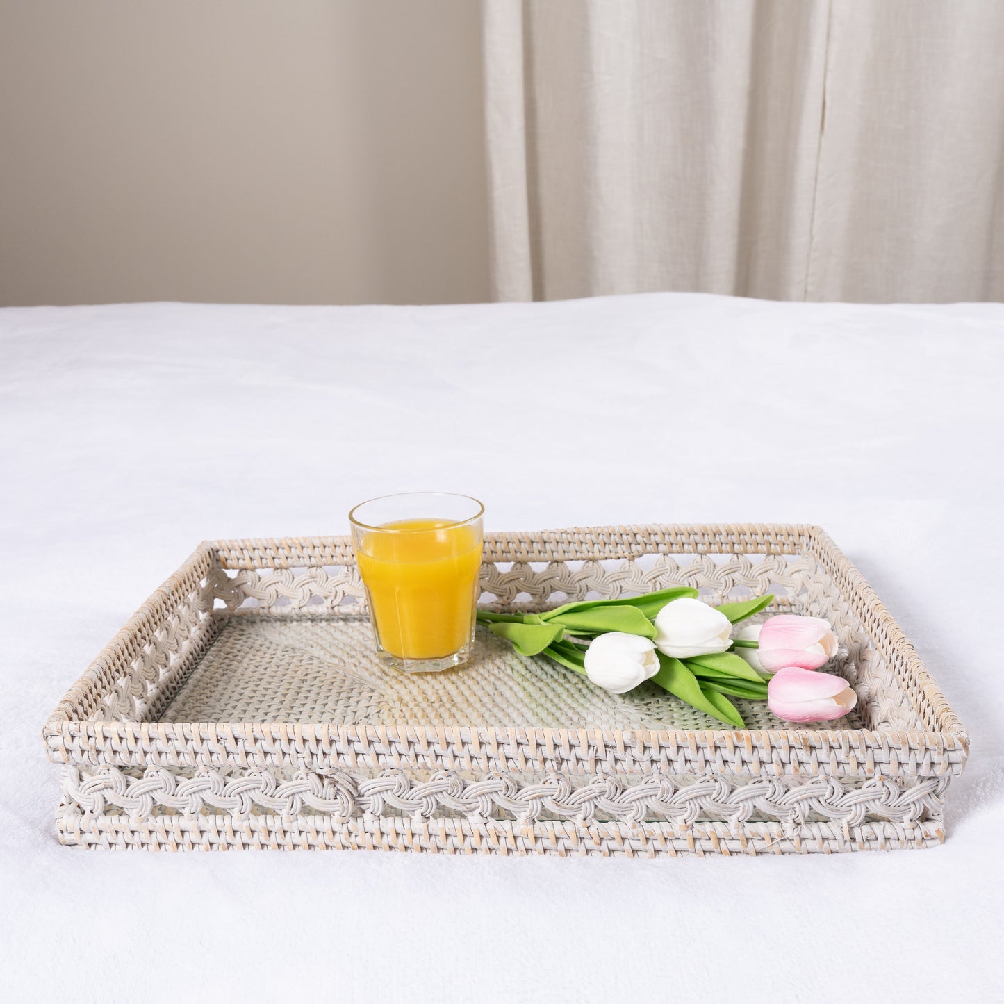 Braided Design Rectangular Tray with Glass Insert