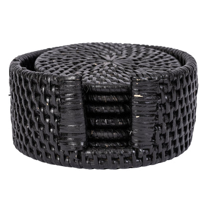 Round Rattan Coaster Set – 7 Pieces