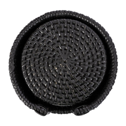 Round Rattan Coaster Set – 7 Pieces