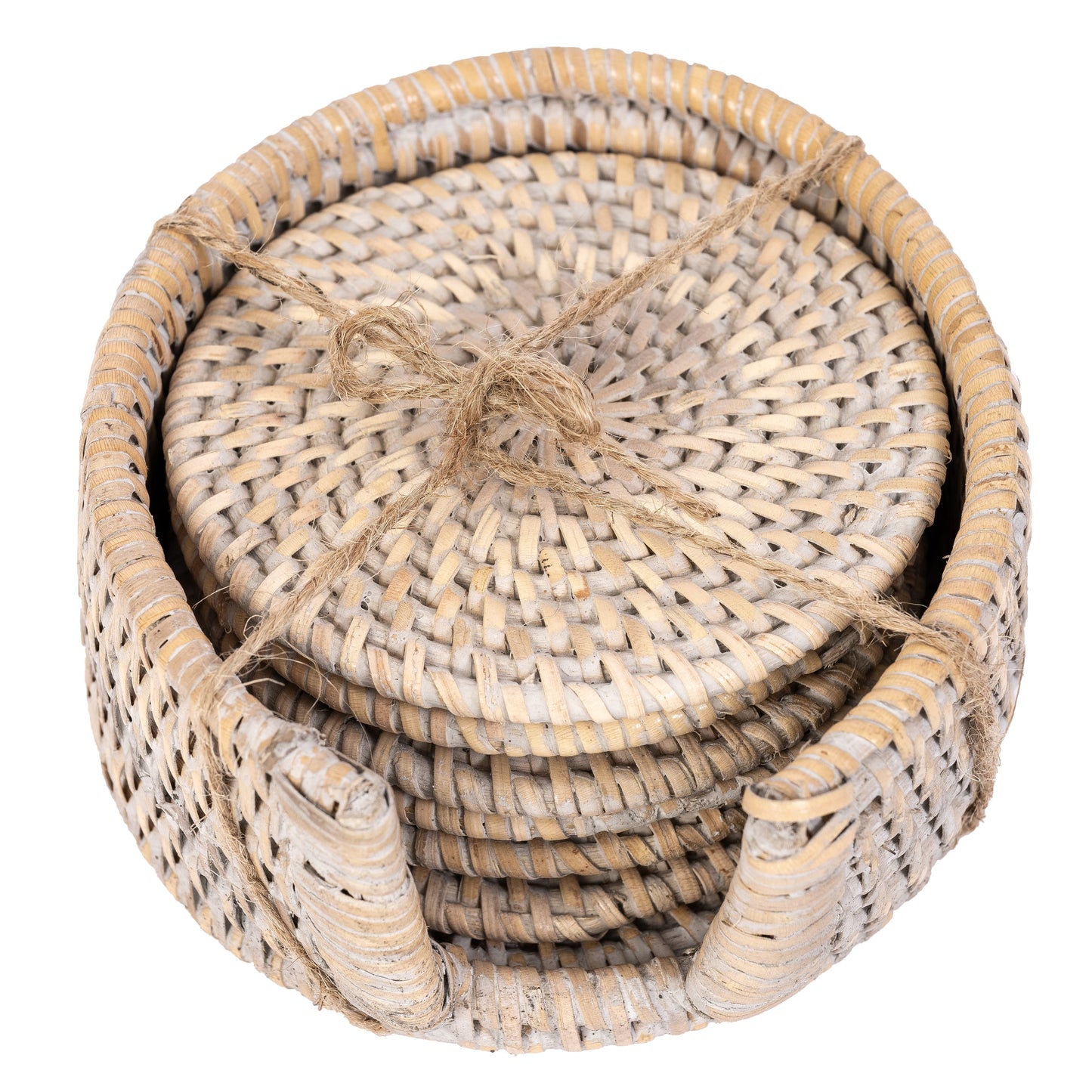 Round Rattan Coaster Set – 7 Pieces