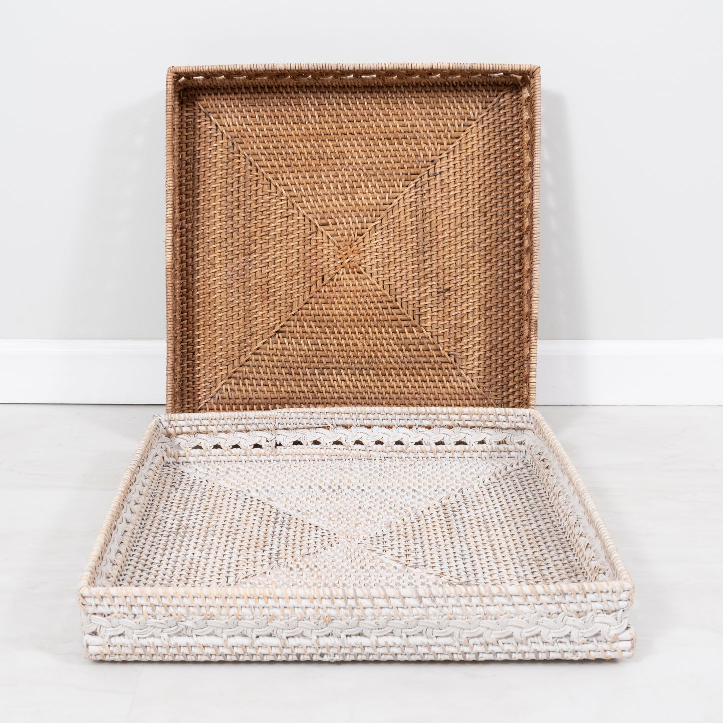 Braided Design Rattan Square Tray