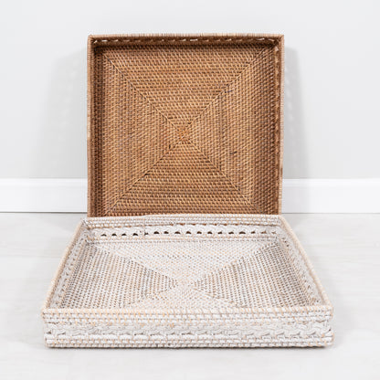 Braided Design Rattan Square Tray