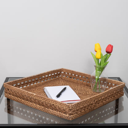 Braided Design Rattan Square Tray