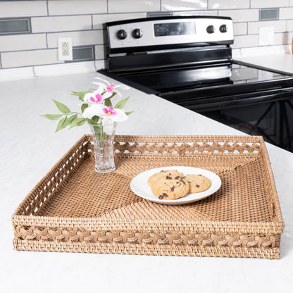 Braided Design Rattan Square Tray