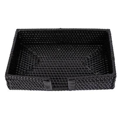 Rattan Guest Towel Holder with Cutout – Napkin Tray