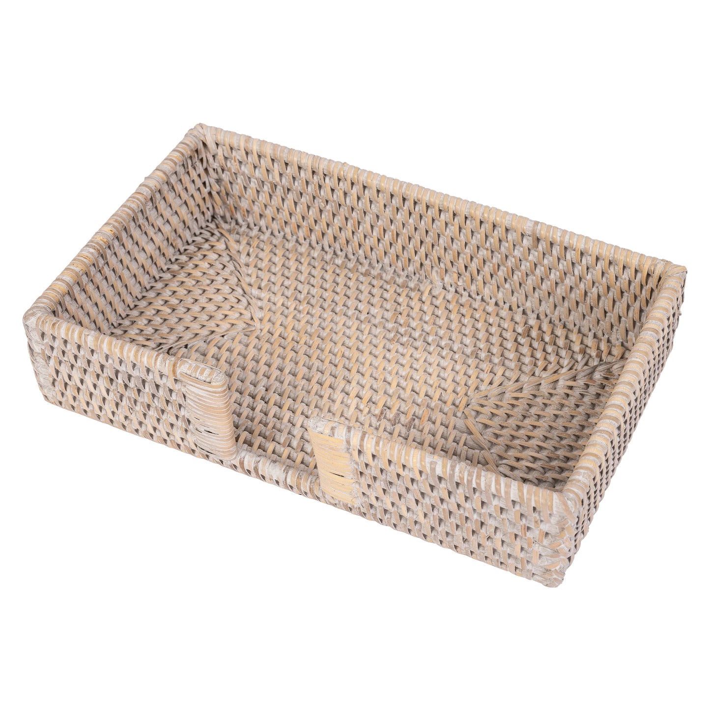 Rattan Guest Towel Holder with Cutout – Napkin Tray