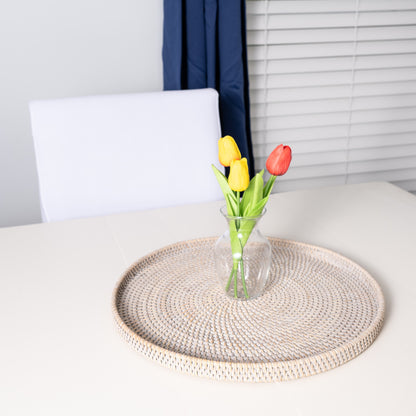 Rattan Round Flat Tray