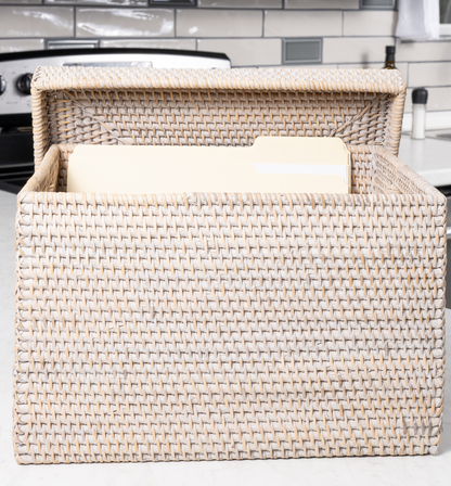 Rattan Letter File Storage Box with Lid